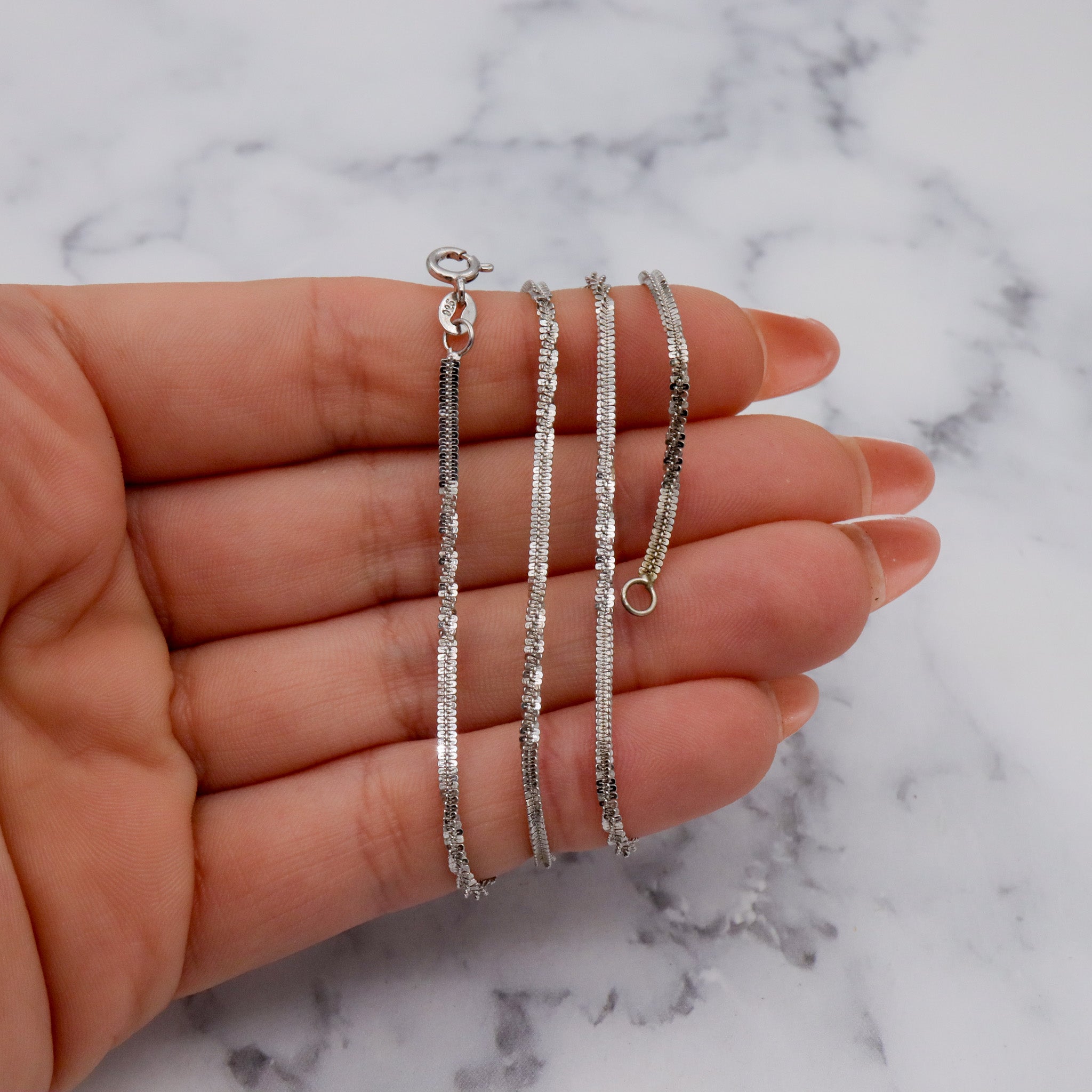 Vintage sterling 2mm margarita chain necklace, 18"